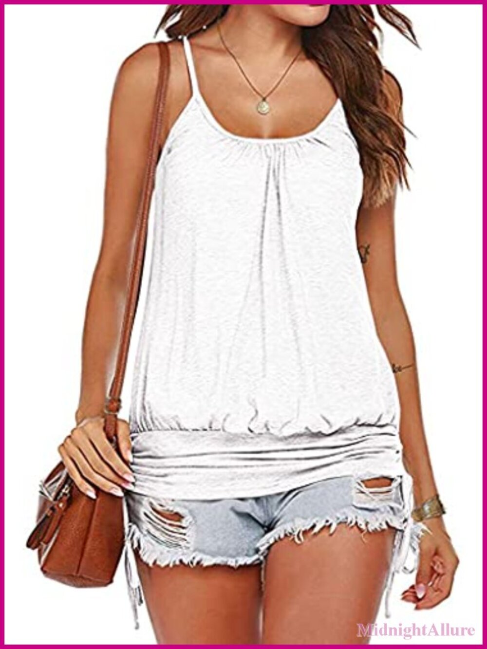 Women's Sleeveless Lace Up Tank Top Casual Summer Camisole Cotton Blend